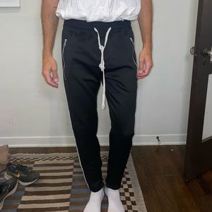 Black striped track pants